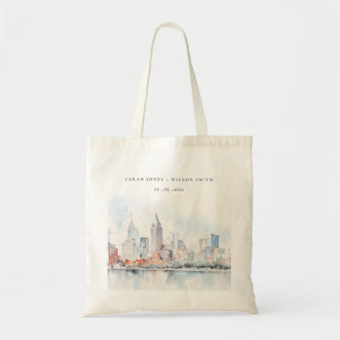 Detroit Michigan Aquarell-Landschaft-Hochzeit Tragetasche