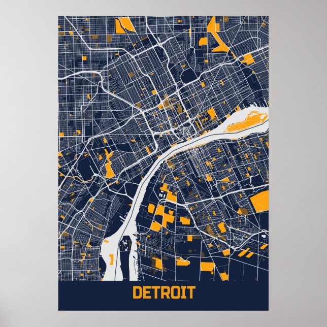 Detroit - Michigan Bluefresh City Map Poster (Vorne)