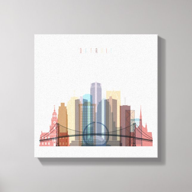 Detroit, Michigan | City Skyline Leinwanddruck (Vorderseite)
