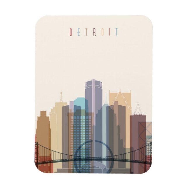 Detroit, Michigan | City Skyline Magnet (Vertikal)