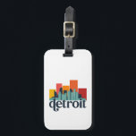 Detroit Michigan City Skyline Retro Stadtbild Gepäckanhänger<br><div class="desc">Vintages und retro City Design mit wunderschöner Skyline, touristischer Attraktion und Stadtbild. Cooler Wolkenkratzer und Gebäude Silhouette Illustrationen für Touristen und Reisende. Ideal als Souvenir, um Zuhause auf Reisen zu bringen. Rett die Erinnerung an deine Reise und Ferien mit Familie und Freunden. Die Hintergrundfarbe kann auf die gewünschte Farbe angepasst...</div>