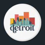 Detroit Michigan City Skyline Retro Stadtbild Magnet<br><div class="desc">Vintages und retro City Design mit wunderschöner Skyline, touristischer Attraktion und Stadtbild. Cooler Wolkenkratzer und Gebäude Silhouette Illustrationen für Touristen und Reisende. Ideal als Souvenir, um Zuhause zu bringen, wenn Sie durch die Welt reisen. Rett die Erinnerung an deine Reise und Ferien mit Familie und Freunden. Die Hintergrundfarbe kann auf...</div>