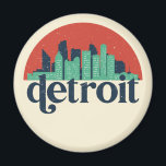 Detroit Michigan City Skyline Retro Stadtbild Magnet<br><div class="desc">Vintages und retro City Design mit wunderschöner Skyline, touristischer Attraktion und Stadtbild. Cooler Wolkenkratzer und Gebäude Silhouette Illustrationen für Touristen und Reisende. Ideal als Souvenir, um Zuhause zu bringen, wenn Sie durch die Welt reisen. Rett die Erinnerung an deine Reise und Ferien mit Familie und Freunden. Die Hintergrundfarbe kann auf...</div>