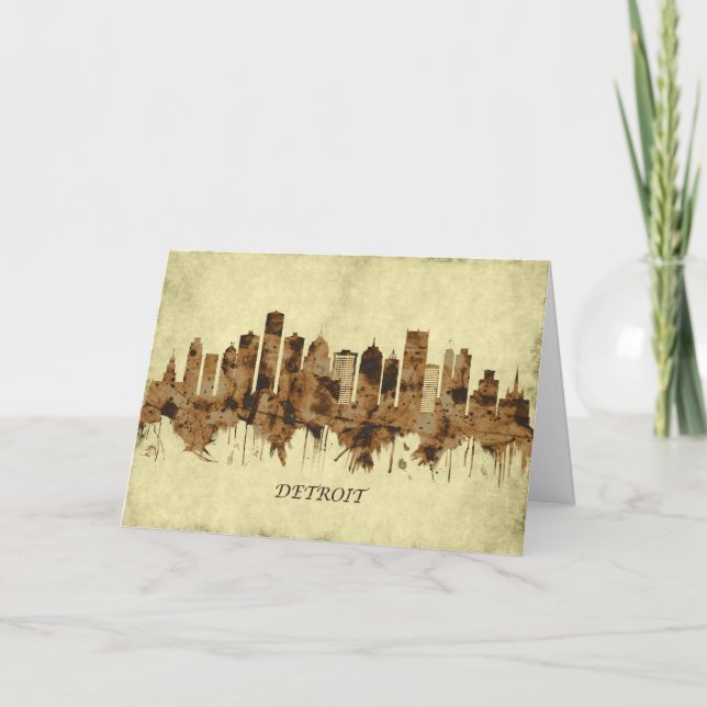Detroit Michigan Cityscape Feiertagskarte (Vorderseite)