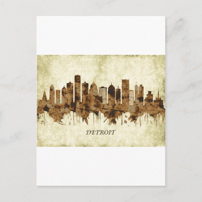 Detroit Michigan Cityscape Feiertagspostkarte (Vorderseite)