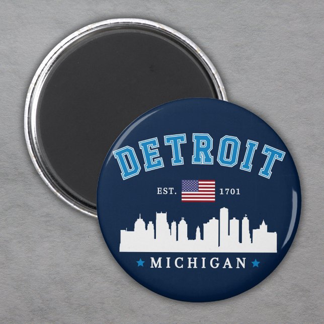 Detroit Michigan Est. 1701 Funny Vintage Magnet (Von Creator hochgeladen)