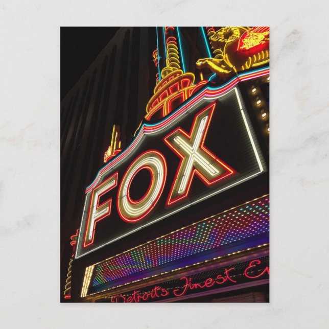 Detroit Michigan FOX Theater Postkarte (Vorderseite)