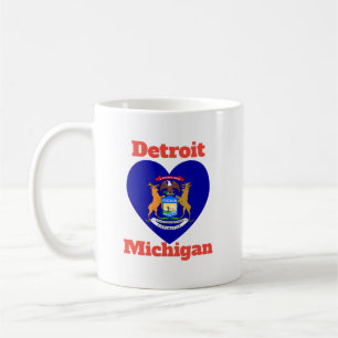 Detroit Michigan Heart Flag Kaffeetasse