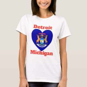 Detroit Michigan Heart Flag T-Shirt
