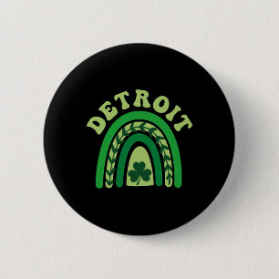 Detroit Michigan Irish Kleeblatt Kawaii Rainbo St Button