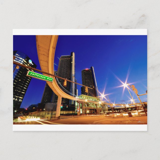 Detroit Michigan Jefferson Avenue Postkarte (Vorderseite)