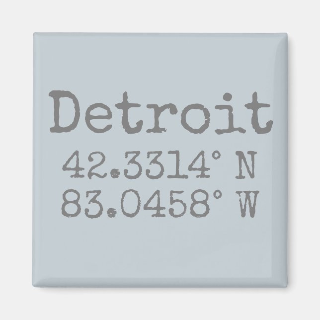 Detroit Michigan Latitude Longitude Schlüsselanhän Magnet (Vorne)