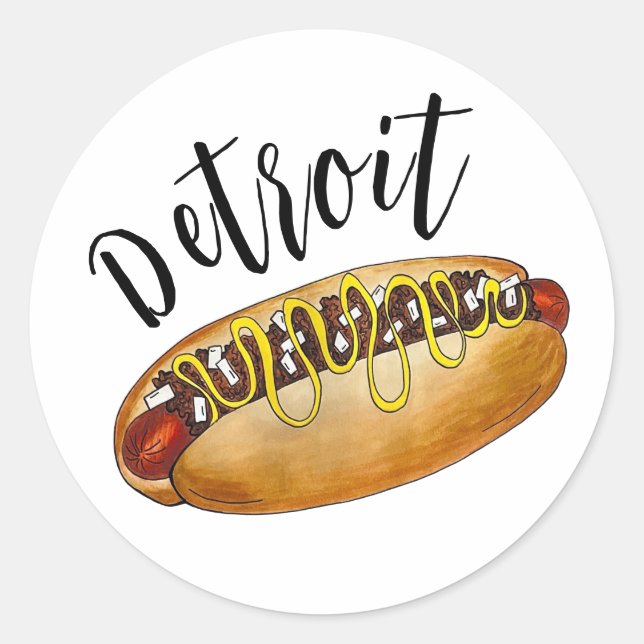 Detroit Michigan MI Coney Island Hot Dog Hotdog Runder Aufkleber (Vorderseite)