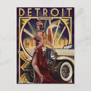 Detroit, Michigan   Motor City Postkarte