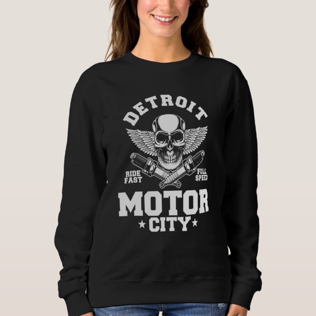 Detroit Michigan Motor City Spark Plug Wings Ridin Sweatshirt (Vorderseite)