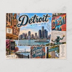 Detroit Michigan Postkarte