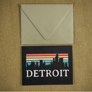 Detroit Michigan Retro Vintag Sunset Skyline Postkarte