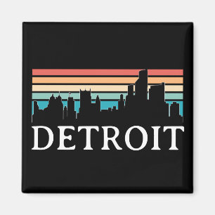 Detroit Michigan Retro Vintage Sonnenuntergang Sky Magnet
