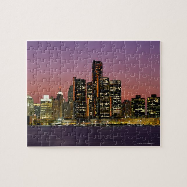 Detroit, Michigan Skyline bei Nacht (Horizontal)