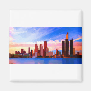 Detroit Michigan Skyline bei Sunset Magnet
