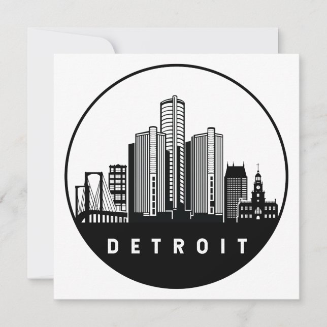 Detroit Michigan Skyline Karte (Vorderseite)