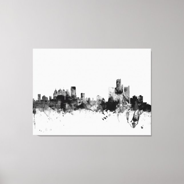 Detroit Michigan Skyline Leinwanddruck (Vorderseite)