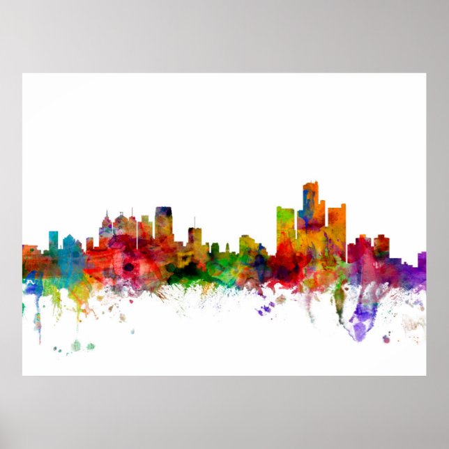 Detroit Michigan Skyline Poster (Vorne)