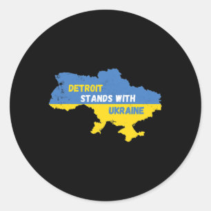 Detroit Michigan steht mit der Ukraine Runder Aufkleber