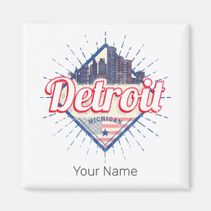 Detroit Michigan United Staaten Skyline Vintag USA Magnet