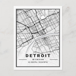 Detroit Michigan USA Travel City Map Postkarte