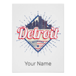 Detroit Michigan Vereinigte Staaten Skyline Vintag Poster