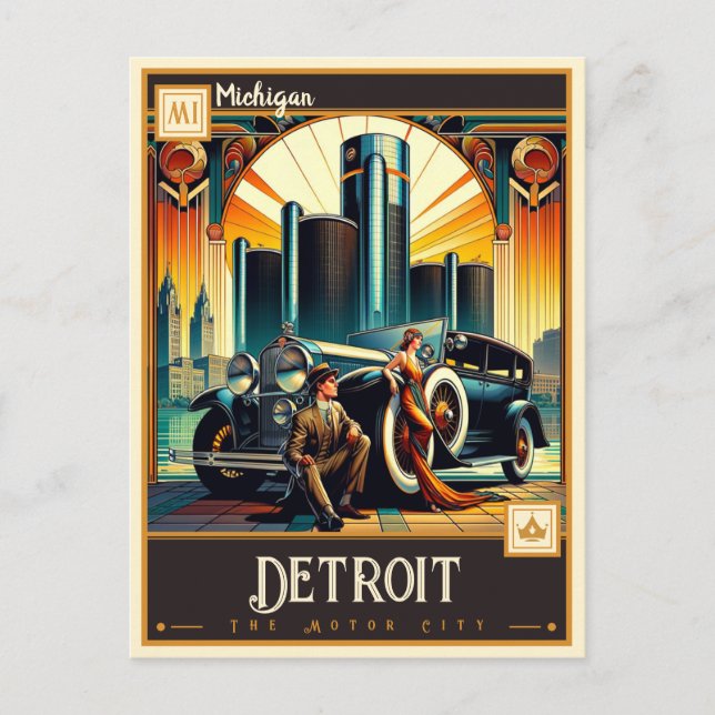 Detroit, Michigan | VINTAG Postkarte (Vorderseite)