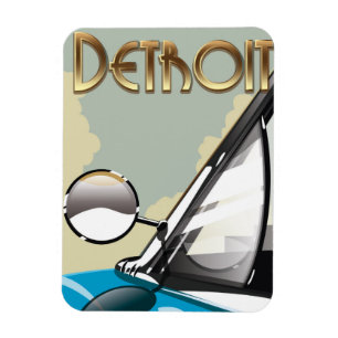 Detroit Michigan Vintage Automobil Reiseplakat Magnet