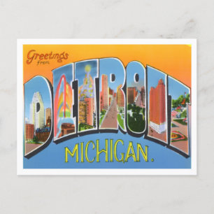 Detroit, Michigan Vintage-Großbuchstaben-Postkarte Postkarte