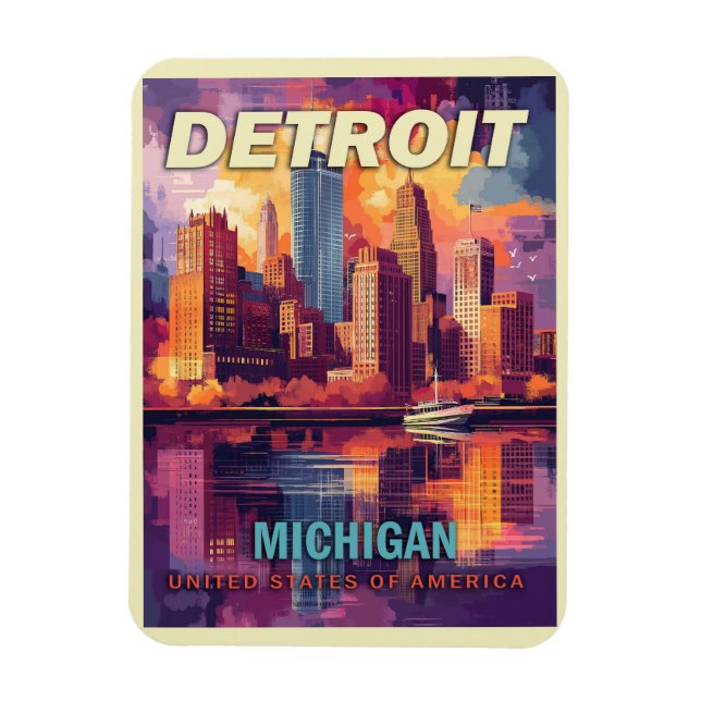 Detroit, Michigan | Vintage Travel Magnet (Vertikal)