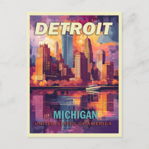 Detroit, Michigan   Vintage Travel Postkarte