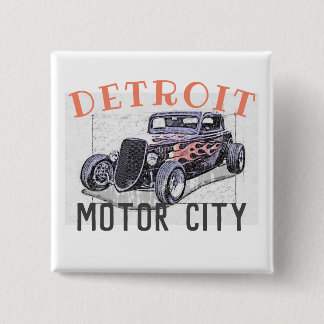 Detroit Motor city, Michigan, American Frisierte A Button