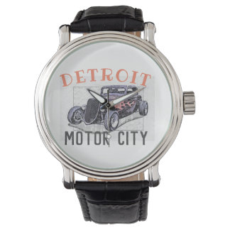 Detroit Motor city Michigan American Frisierte Aut Armbanduhr