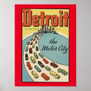 Detroit Motor City Poster Vintage Kunst Plakate
