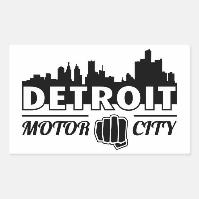 Detroit Motor City Skyline Aufkleber (Vorderseite)