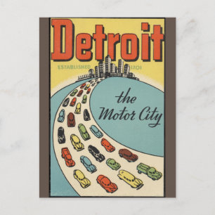 Detroit Motor City USA - Vintage Reise Postkarte