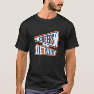 Detroit Navy Blue und Orange Megaphon T-Shirt
