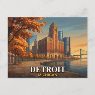 Detroit-Postkarte   Guardian Building Skyline Postkarte