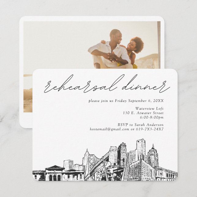 Detroit Probe Dinner Hochzeitskarte Begleitkarte (Vorne/Hinten)