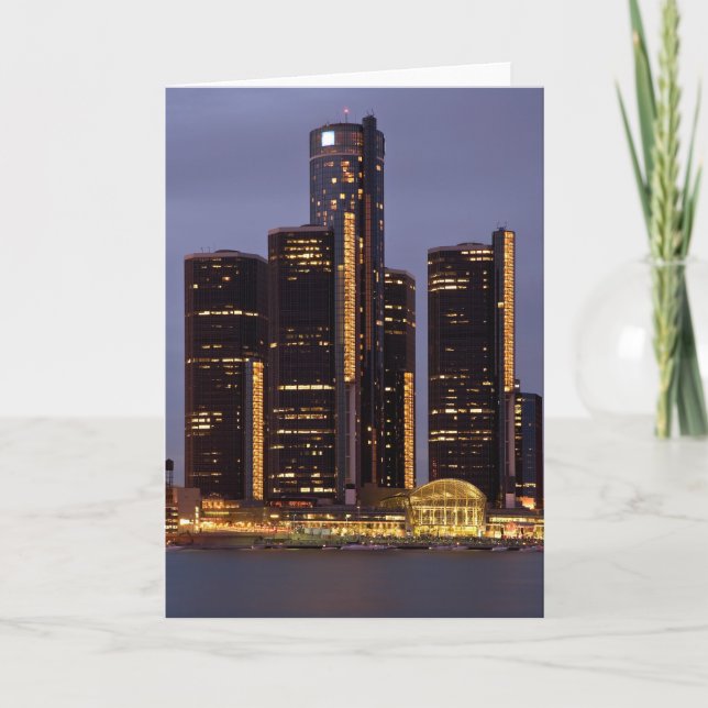 Detroit-Renaissance-Mitte an der Dämmerung Karte (Vorderseite)