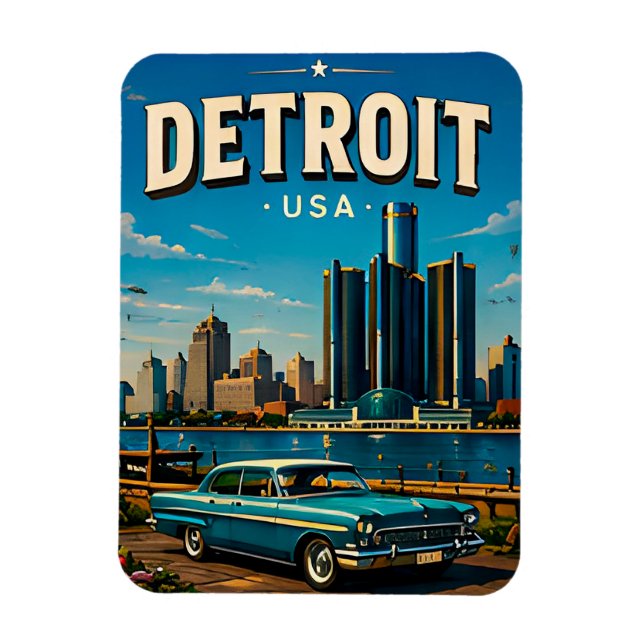 Detroit Riverwalk-Silhouette Magnet (Vertikal)