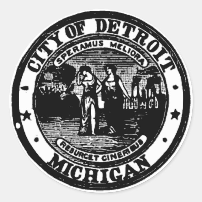 Detroit Siegel Runder Aufkleber (Vorderseite)