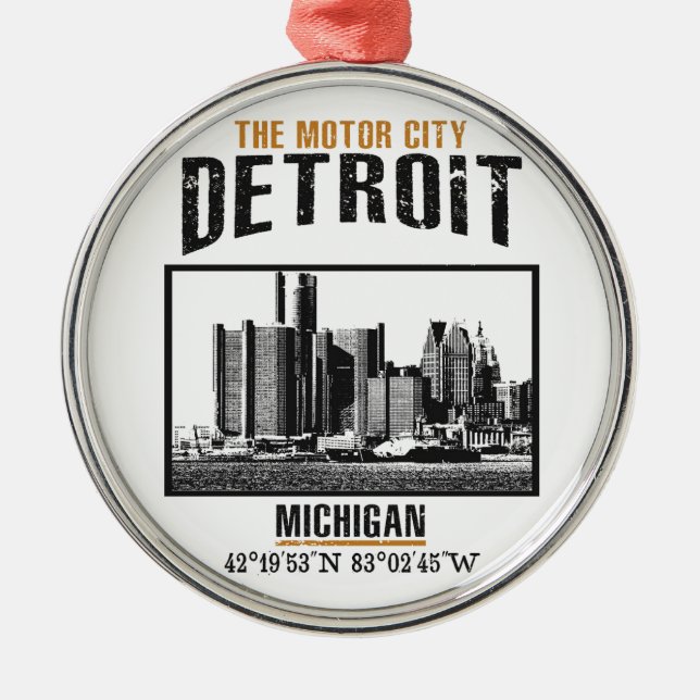 Detroit Silbernes Ornament (Vorne)
