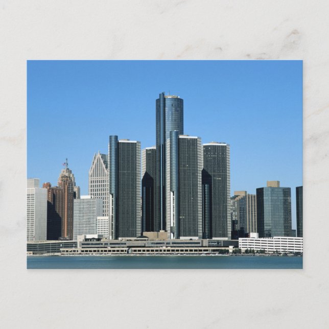 Detroit Skyline 4 Postkarte (Vorderseite)