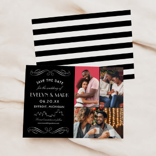 Detroit Skyline Art Deco Foto Collage Wedding Save The Date
